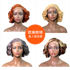 วิกผมจริงวิกผมหยิกสั้นธรรมชาติปุยด้านหน้าลูกไม้5*5หลวมเด้งวิกผม - Product Image 4