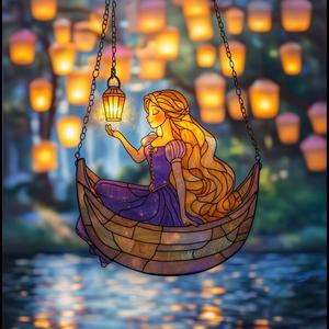 OEM ODM Présentoir en acrylique, Attrape-soleil en acrylique Princesse Tangled, Lanterne en acrylique effet vitrail à motif de personnage de dessin animé, Décoration de fenêtre, Cadeau - Product Image 2