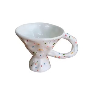 High Foot Vintage Hand Painted 6 oz Breakfast Cup Milk Coffee Tea Water Cup Dessert Cup Handmade <b>Ceramic</b> <b>Mugs</b> - Product Image 6