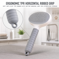 Brosse de toilettage pour animaux de compagnie, style dessin animé, auto-nettoyante, à une touche, pour enlever les poils, pour chiens et chats