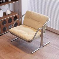 Moderner Einfacher Wohnzimmer-Freizeitstuhl mit Fußhocker Hotel-Schlafzimmer Metallrahmen Stoff-Loungesessel Möbel