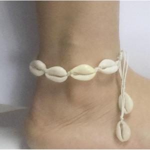 สร้อยข้อเท้าเชือกถักมือจากเปลือกหอยธรรมชาติ สีขาว สไตล์ลำลอง เครื่องประดับสำหรับทุกเพศ ผลิตจากเมืองอี้หวู่ - Product Image 1