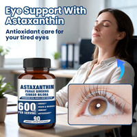 Capsules d'astaxanthine 600 mg par portion, ginseng, ginkgo biloba, antioxydant, soutient la santé des yeux, de la peau et des articulations, 90 gélules, complément alimentaire en vrac, OEM