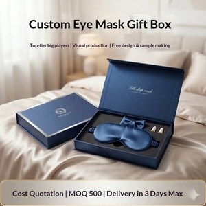 Custom Eye Mask <b>Gift</b> <b>Box</b> with Lid <b>White</b> Cardstock Gold Stamping Factory Direct Small Batch Rapid Sampling Printing - Product Image 3