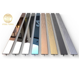Phong Cách Hiện Đại Thép Không Gỉ T-Hình Gạch Cắt 304 Cấp Với Vàng Kim Loại Kết Thúc Trang Trí Gương Cạnh Hồ Sơ Mouldings - Product Image 1