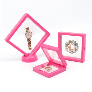 2022 deep sharp pink Newest 3D Floating Frame Jewelry Display Packaging Case