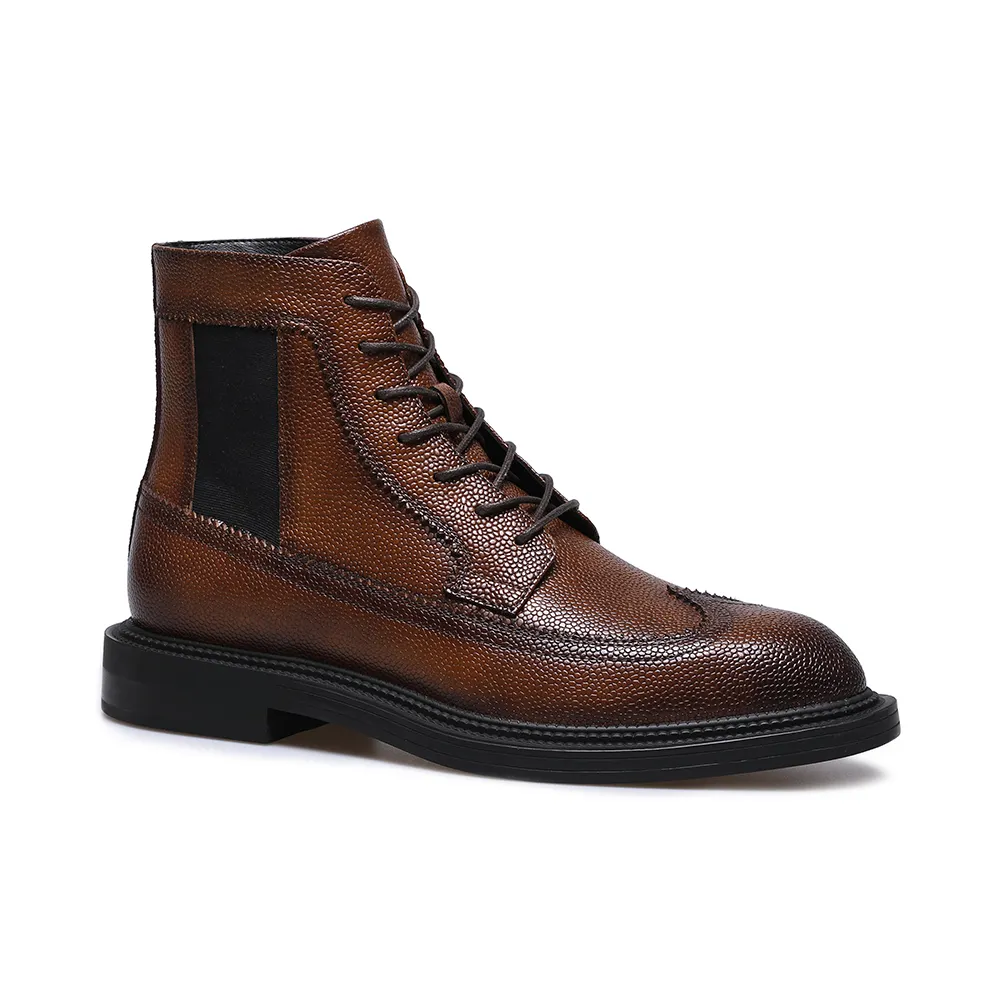 Original High Fashion Designer Leather Men's Brown Boots Leather Shoe
