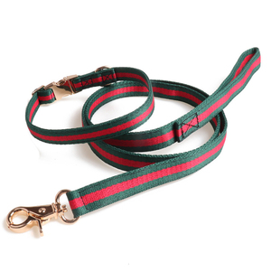 Set Collare e Guinzaglio per Cani GorisPet di Alta Qualità, Durevole, Comodo, Regolabile, con Motivo a Righe Classico in Nylon, Elegante e Semplice per Tutti i Cani - Product Image 1