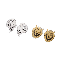 Boucles d'oreilles clous couronne lion en acier inoxydable hypoallergénique pour enfants, cadeau d'anniversaire, style minimaliste, or et argent, Ganku