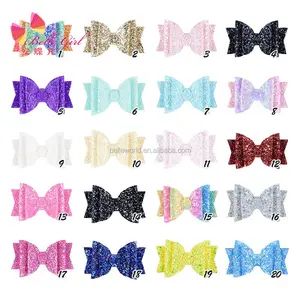 Glitter Hair Bows Boutique Alligator Hair Clips Multicolor Glitter Sequins Small Hair Bows for Baby Girls 3.5 Inch 20 Colors