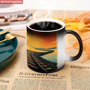 Mug magique en céramique noir givré de 11 oz, changeant de couleur à la chaleur, pour usage quotidien au bureau - Product Image 5