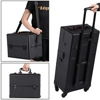 Design de mode Portable 4 en 1 Roulant Maquillage Train Cas Chariot En Aluminium Cadre Verrouillable Beauté Cosmétique Cas