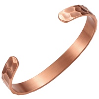 Bracelet jonc ouvert magnétique en cuivre pur à 99 %, plaqué cuivre rouge, avec cœur gravé vintage, aimant thérapeutique puissant, réglable pour le poignet