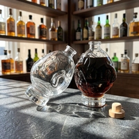 Bouteille à liqueur en verre cristal de 950 ml à grande capacité, motif visage en relief, personnalisable avec logo, idéale pour le stockage du whisky et du vin de fruits – Meilleure vente