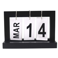 Calendrier de bureau réutilisable, peint, vintage, personnalisable, décoratif, en bois noir, calendrier perpétuel