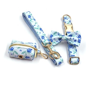 Nuevo Festival Comercial en Marzo: Correa para Perro con Estampado de Frutas y Dispensador de Bolsas para Excrementos, Collar de Poliéster Azul para Perro, Collar de Arándano con Lazo - Product Image 4