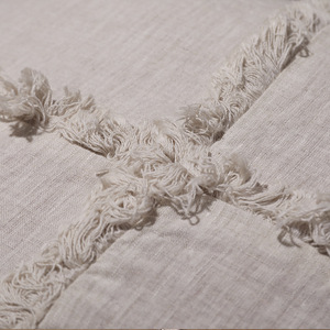 Housse <span class=keywords><strong>de</strong></span> coussin carrée <span class=keywords><strong>en</strong></span> <span class=keywords><strong>lin</strong></span> à bords frangés, idéale pour canapé, lit et décoration <span class=keywords><strong>de</strong></span> salon - Product Image 3