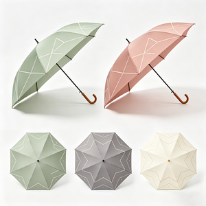 Parapluie de golf automatique grand format avec logo, motif géométrique moderne, armature en fibre de verre, résistant au vent, ouverture automatique - Product Image 3