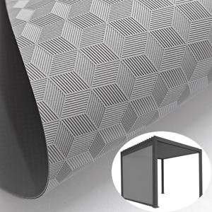Tissu <span class=keywords><strong>de</strong></span> bâche ignifuge gaufré 3D occultant 850 GSM avec traitement acrylique des deux côtés et revêtement PVC <span class=keywords><strong>pour</strong></span> auvents et pergolas - Product Image 2