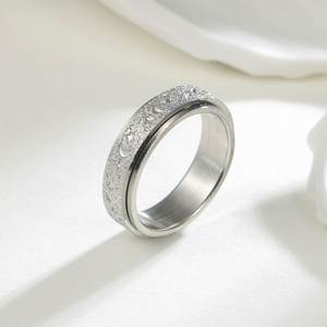 Anillo De Acero Inoxidable Frosted Stainless Steel Moon and Star Fidget <b>Rings</b> for Men Anti <b>Stress</b> and Anxiety Rotating Anillos - Product Image 4