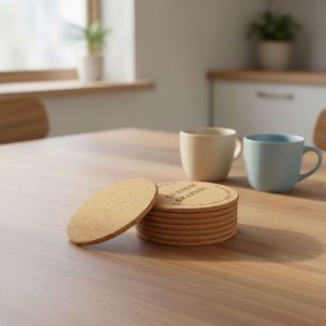 Round Edge Coaster <b>Custom</b> <b>Cup</b> Mat With Print Logo Reusable Cork Coasters for Drink - Product Image 1