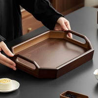 Plateau alimentaire décoratif en bois, plateau de service aux coins arrondis pour la maison, le café, le restaurant, l'hôtellerie