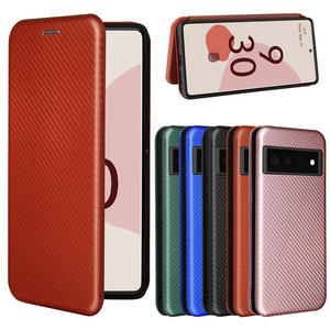 Housse de luxe pour Google Pixel6 <span class=keywords><strong>coque</strong></span> de téléphone Google <span class=keywords><strong>Pixel6a</strong></span> magnétique Snap Flip Card étui en cuir d'affaires en Fiber de carbone - Product Image 1