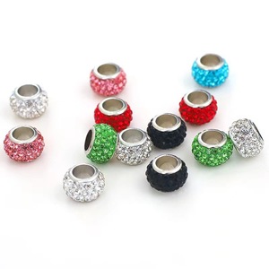 Perles en cristal multicolores de 12 mm, perles en cristal pleine de diamants, bricolage, 4 rangées, perles Shambhala, grand trou, perles en acrylique, plastique, lucite, argile pour bijoux - Product Image 1