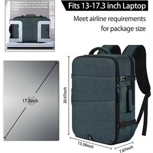 Sac à dos de voyage approuvé pour les vols de <span class=keywords><strong>17</strong></span> <span class=keywords><strong>pouces</strong></span>, imperméable, 40L, sac à dos de week-end, sac à dos pour ordinateur <span class=keywords><strong>portable</strong></span> avec 3 cubes de rangement - Product Image 4