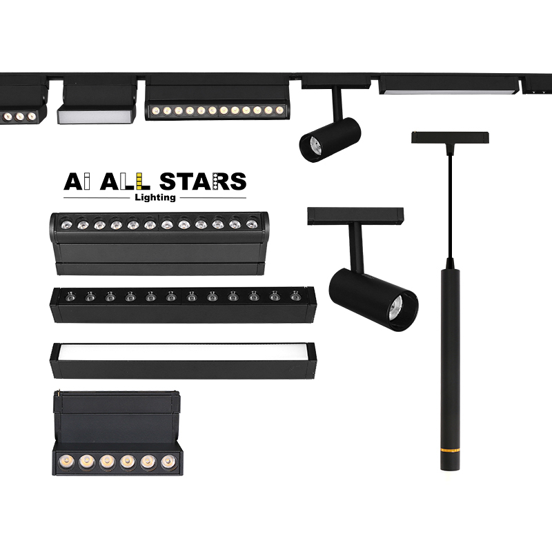 Ultra Thin Surface Recessed Hidden Ceiling 48V Magnetic Led Track Lights Fine Line Magnetic Track System Illuminates Track Light