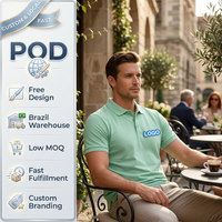 Polo pour homme POD, tissu piqué double fil 40 fils, vêtements décontractés d'été, manches courtes, uniforme de bureau, haut de performance pour homme