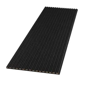 High quality black color wood slatted wall acoustic panels for interior decoration