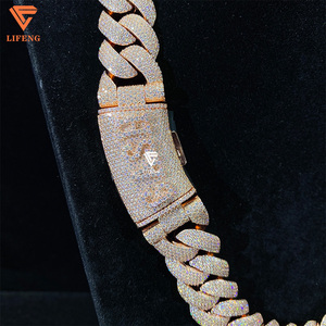 Rosé<span class=keywords><strong>gold</strong></span> 925 Sterling Silber Benutzer definierte kubanische Glieder kette 20mm Vvs Moissan ite Diamond Ice Halskette Herren Hip Hop Fine Chains Halsketten - Product Image 4