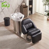 Chaise de lavage de cheveux de salon de coiffure électrique réglable de luxe avec bol à shampooing