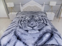 Couverture élégante et moelleuse avec imprimé numérique de tigre, blanc, modèle unique, de luxe, lit en peluche super doux, couvertures en flanelle