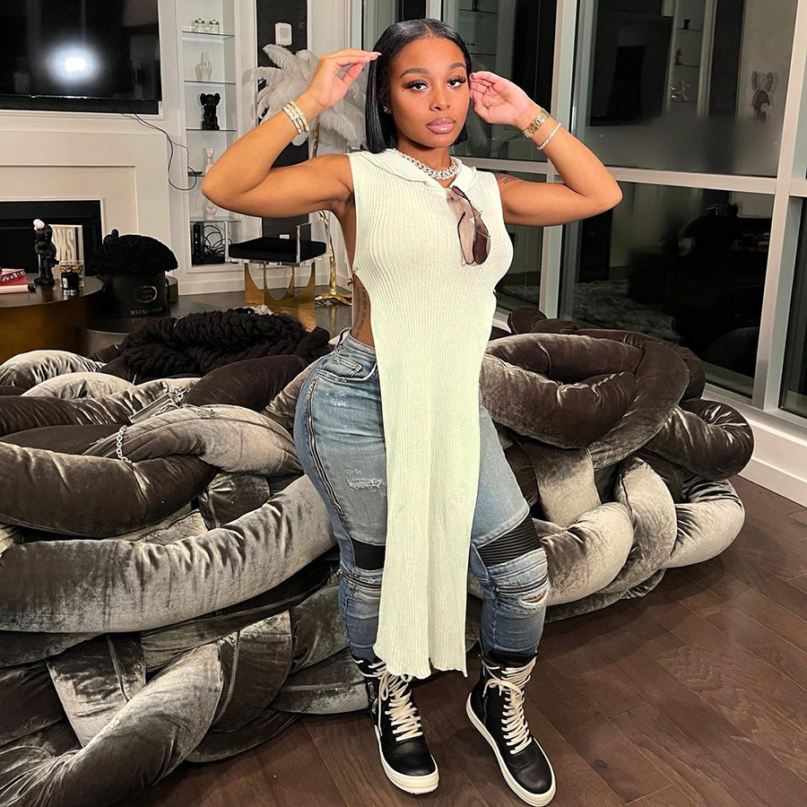 Nibber K21L03337 Новая Стильная однотонная Повседневная Высокая уличная одежда в рубчик трикотажная Женская майка с капюшоном женские длинные майки