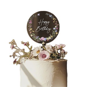 Adorno para Pastel de Acrílico Transparente con Forma de Corazón Redondo, con Flores y Hojas, para Cumpleaños, Día del Padre, Graduación, al por Mayor - Product Image 1