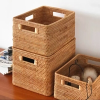 Vente en gros de paniers de rangement en rotin naturel faits à la main au Vietnam, boîtes de rangement pour la décoration de la maison, paniers à linge