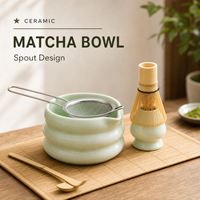 Ensemble de thé matcha japonais en gros : bol en céramique, fouet en bambou, tamis, cuillère, boîte cadeau personnalisable avec logo pour cérémonie du thé, commande en gros