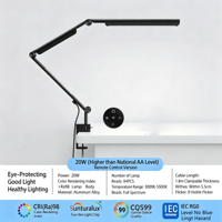 Lampe de bureau LED à intensité variable tactile/télécommandée, design métallique anti-éblouissement, alimentation CA, CRI 95 élevé, protection des yeux pour l'étude, le travail de bureau, le nail art