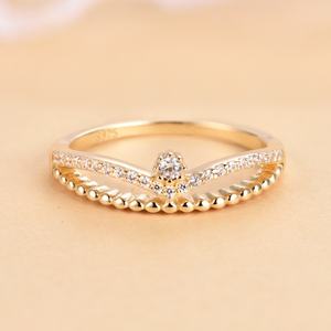 Bague de fiançailles élégante Sun Star TL-406 en zircon plaqué or, argent sterling 925, pour femme, anniversaire de mariage, empilable - Product Image 2