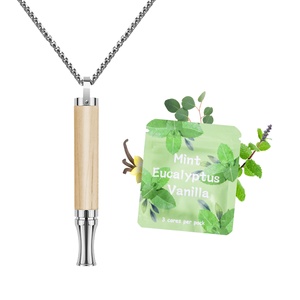2025 Stainless Steel Easy Quit Smoking Cessation Inhaler Natural Fruit Essential Oil <b>Diffuser</b> Breathing Relieve Anxiety Necklace - Product Image 1