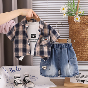 Ensemble de survêtement 3 pièces pour garçons, collection Printemps-Automne 2026 : T-shirt décontracté à manches longues imprimé dessin animé et short en coton - Product Image 2