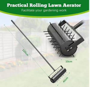 Aérateur de pelouse à roulettes robuste - Aérateur manuel de <span class=keywords><strong>gazon</strong></span> avec picots de 120 cm pour l'entretien des pelouses de jardin - Product Image 2