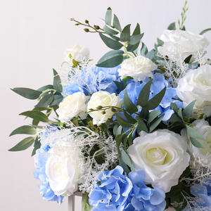 <span class=keywords><strong>Boule</strong></span> de fleurs artificielles en soie, roses blanches et bleues, pour décoration de maison et de mariage - Product Image 2