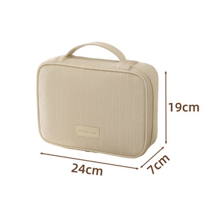 Bolsas de Cosméticos de Pana con Logotipo Personalizado para Mujer, Bolsa de Maquillaje de Viaje Portátil de Gran Capacidad, Bolsa de Almacenamiento de Artículos de Aseo - Product Image 6