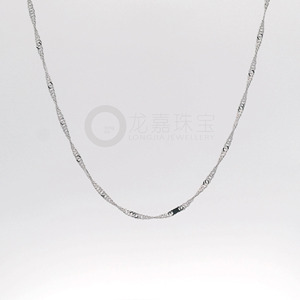 Cadena de cuello minimalista ultrafina Fluid Wave Slice White Pt950 con segmentos ondulados, unisex, suave, apilable, de platino. - Product Image 5