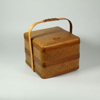 Panier suspendu en bambou laqué fait main, écologique, double couche, style chinois vintage, pour rangement et cadeaux, vente en gros usine