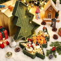 Plateau de rangement en papier tressé, panier de rangement en forme de sapin de Noël, décoration de bureau, accessoires de photographie, boîte cadeau de Noël, plateau à collations