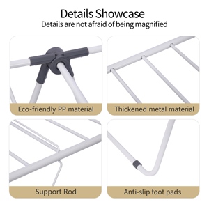 Stendibiancheria Pieghevole <span class=keywords><strong>a</strong></span> 2 Livelli con Clip per Calzini, Stendino in Metallo Resistente, Salvaspazio per Interni, Balcone, Casa - Product Image 3